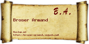 Broser Armand névjegykártya